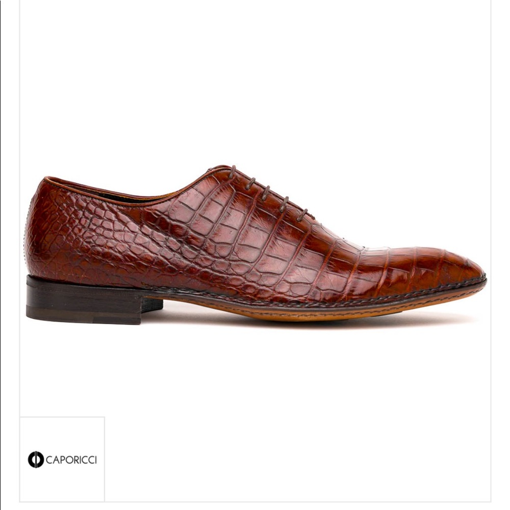 CAPORICCI 2542 Golden Brown Real Alligator Shoes